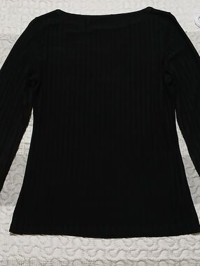 Massimo Dutti Black Long Sleeve Line Detail Top
